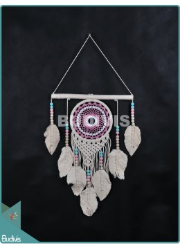 wholesale Affordable Dream Catcher Mandala Tapestry Bohemian Hippie With Feather Pink Cream Cotton Rope, Home Decoration